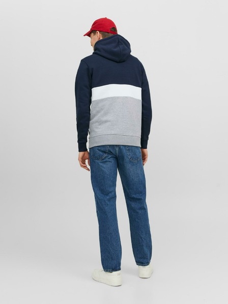 Jack & Jones Šedá a modrá pánska mikina Jack & Jones Ereid