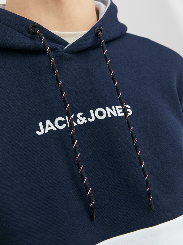 Jack & Jones Šedá a modrá pánska mikina Jack & Jones Ereid