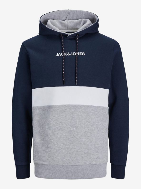 Jack & Jones Šedá a modrá pánska mikina Jack & Jones Ereid
