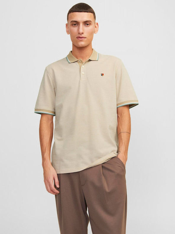 Jack & Jones Béžová pánska polokošeľa Jack & Jones Bluwin