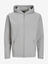 Jack & Jones Svetlošedá pánska mikina Jack & Jones Cloud na zips s kapucňou