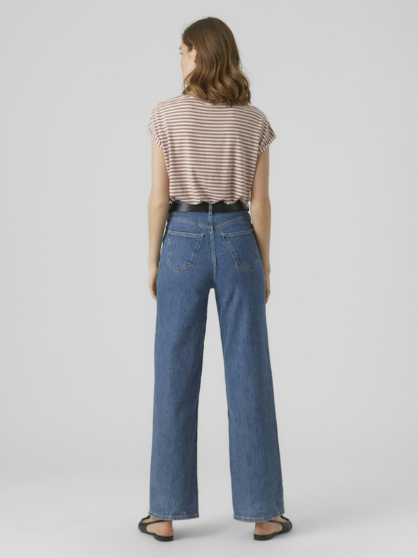 Vero Moda Bielo-ružové dámske pruhované tričko Vero Moda Ava