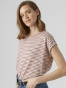 Vero Moda Bielo-ružové dámske pruhované tričko Vero Moda Ava