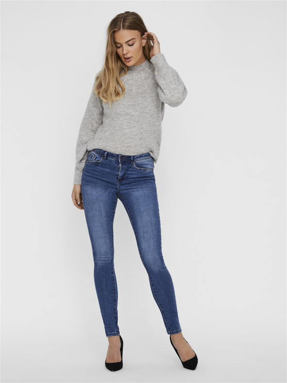 Vero Moda Modré dámske skinny fit džínsy VERO MODA Tanya