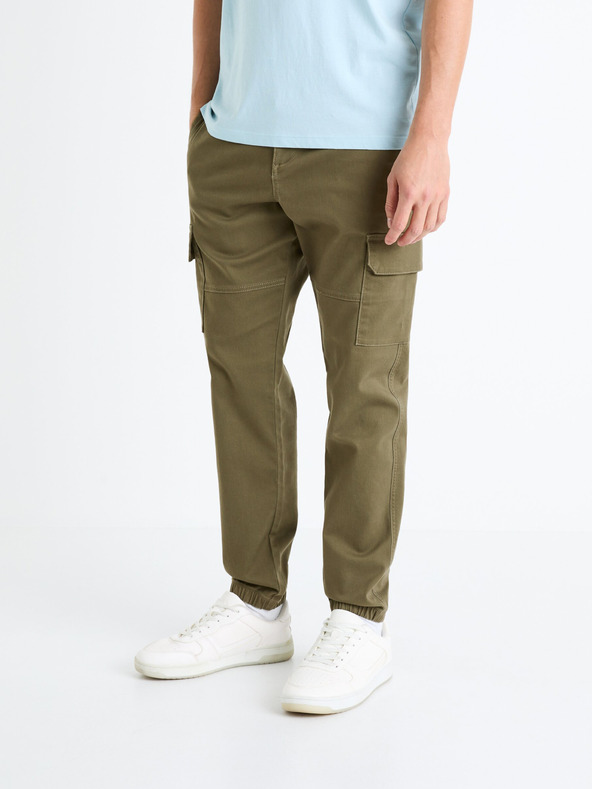 Celio Khaki pánske cargo nohavice Celio Dolyte