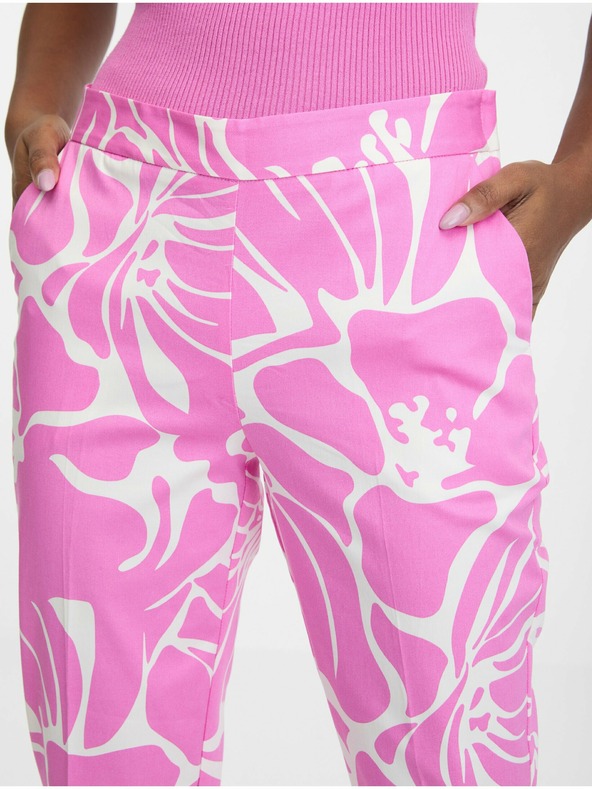 Orsay Ružovo-biele dámske vzorované nohavice ORSAY