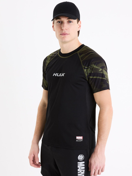 Celio Čierne pánske športové tričko Celio Marvel Hulk