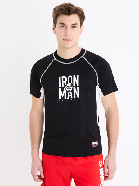 Celio Čierne pánske športové tričko Celio Marvel Iron Man