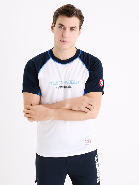 Celio Biele pánske športové tričko Celio Marvel Captain America