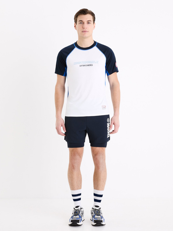 Celio Biele pánske športové tričko Celio Marvel Captain America