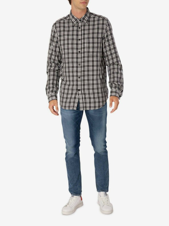 Diesel Čierna pánska kockovaná košeľa Diesel Camicia