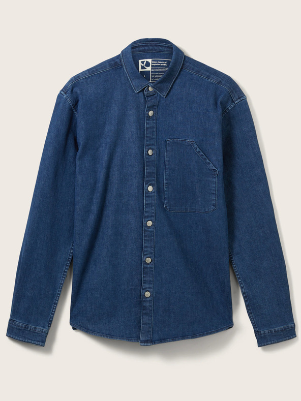 Tom Tailor Denim Modrá pánska džínsová košeľa Tom Tailor