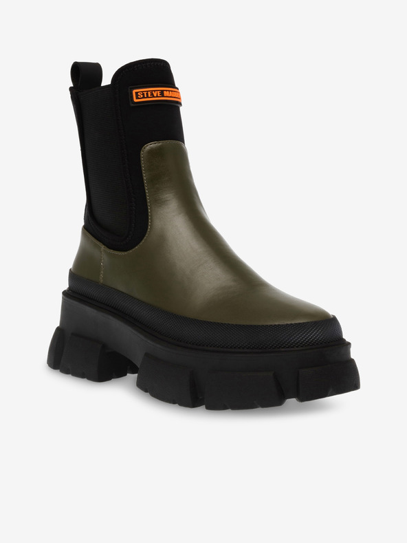 Steve Madden Čierno-zelené dámske kožené čižmy Steve Madden Triumphal Bootie