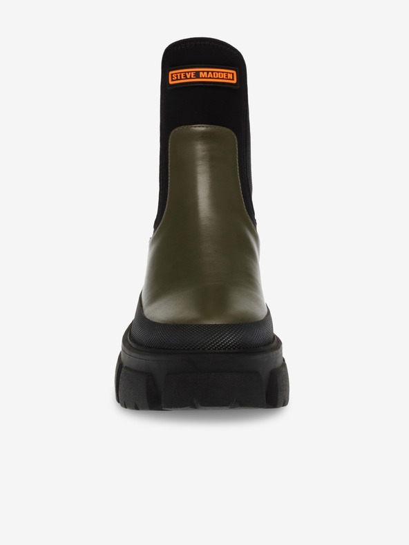 Steve Madden Čierno-zelené dámske kožené čižmy Steve Madden Triumphal Bootie
