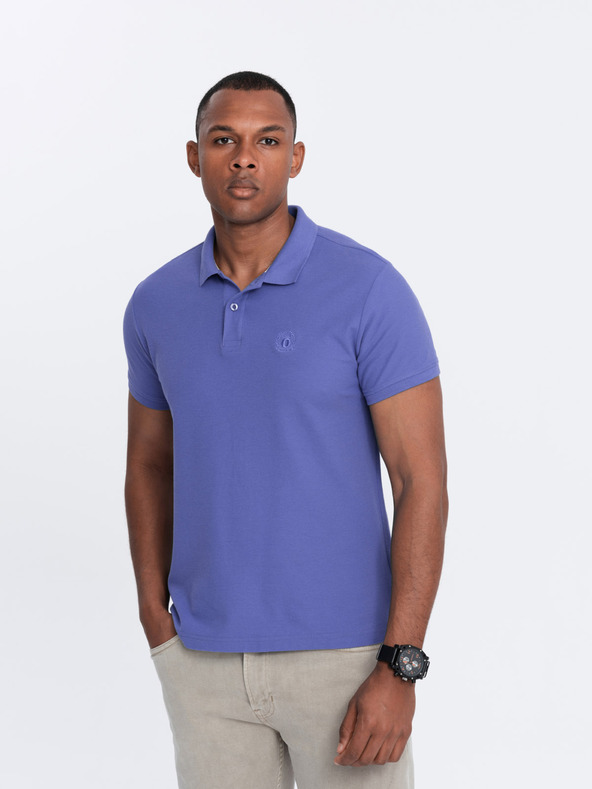 Ombre Clothing Fialové pánske základné polo tričko Ombre Clothing