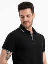 Ombre Clothing Čierne pánske polo tričko bez gombíkov Ombre Clothing