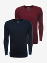 Ombre Clothing Súprava dvoch základných pánskych tričiek v tmavomodrej a bordovej farbe Ombre Clothing