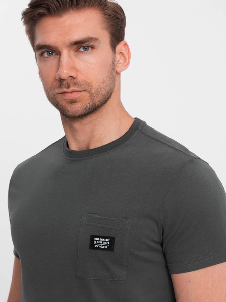 Ombre Clothing Pánske voľnočasové tričko s vreckom Ombre Oblečenie Zelená
