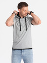 Ombre Clothing Šedé pánske tričko s kapucňou Ombre Clothing