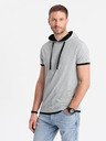 Ombre Clothing Šedé pánske tričko s kapucňou Ombre Clothing