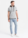 Ombre Clothing Šedé pánske tričko s kapucňou Ombre Clothing