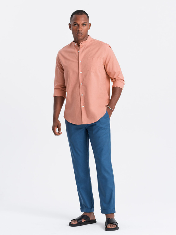 Ombre Clothing Modré pánske chino nohavice s plátnom Ombre Clothing