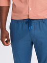 Ombre Clothing Modré pánske chino nohavice s plátnom Ombre Clothing