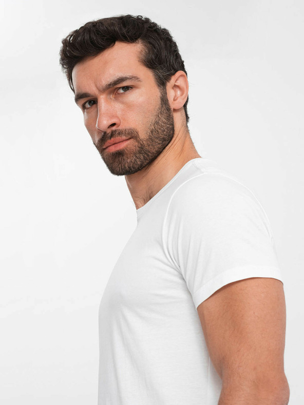 Ombre Clothing Biele pánske základné tričko Ombre Oblečenie