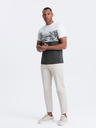Ombre Clothing Pánske bielo-šedé tričko s potlačou Ombre Oblečenie