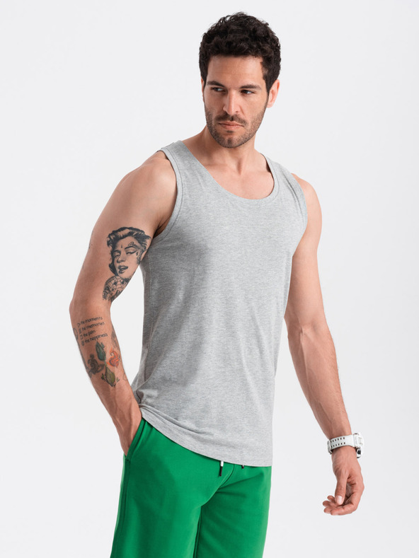 Ombre Clothing Šedé pánske bavlnené základné tielko Ombre Oblečenie