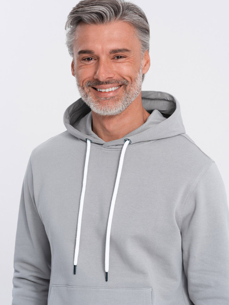 Ombre Clothing Šedá pánska mikina s kapucňou s klokankou a kapucňou Ombre Clothing