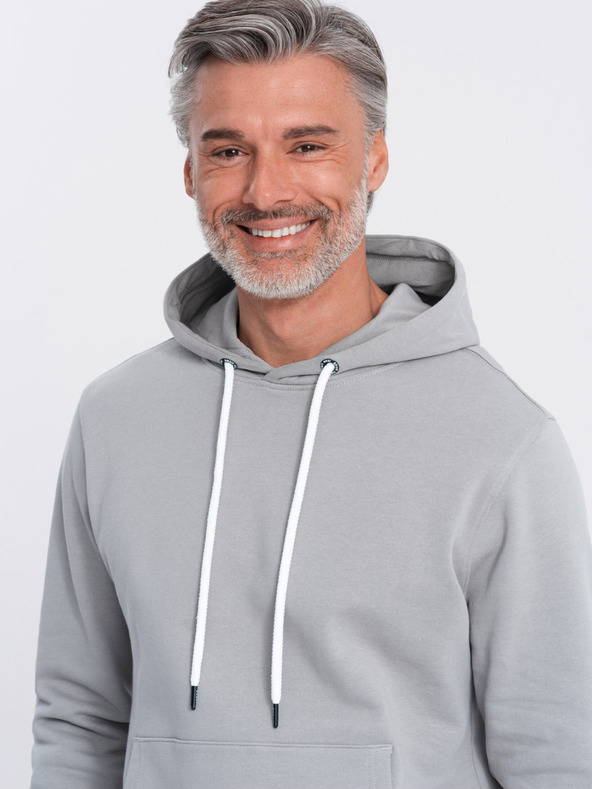 Ombre Clothing Šedá pánska mikina s kapucňou s klokankou a kapucňou Ombre Clothing