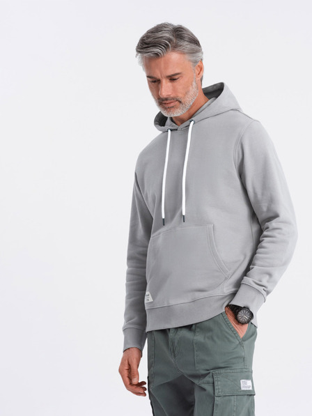 Ombre Clothing Šedá pánska mikina s kapucňou s klokankou a kapucňou Ombre Clothing