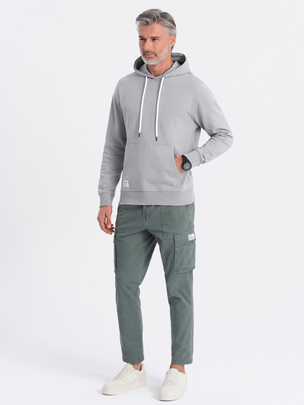 Ombre Clothing Šedá pánska mikina s kapucňou s klokankou a kapucňou Ombre Clothing