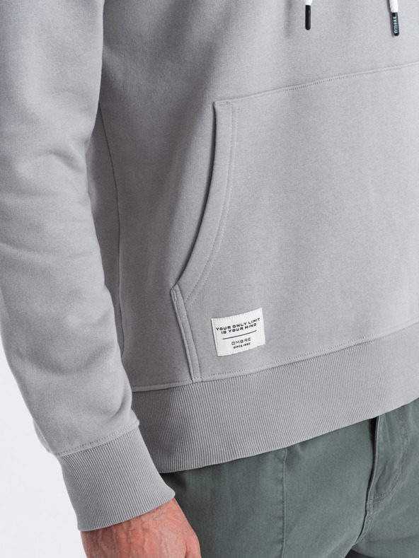 Ombre Clothing Šedá pánska mikina s kapucňou s klokankou a kapucňou Ombre Clothing