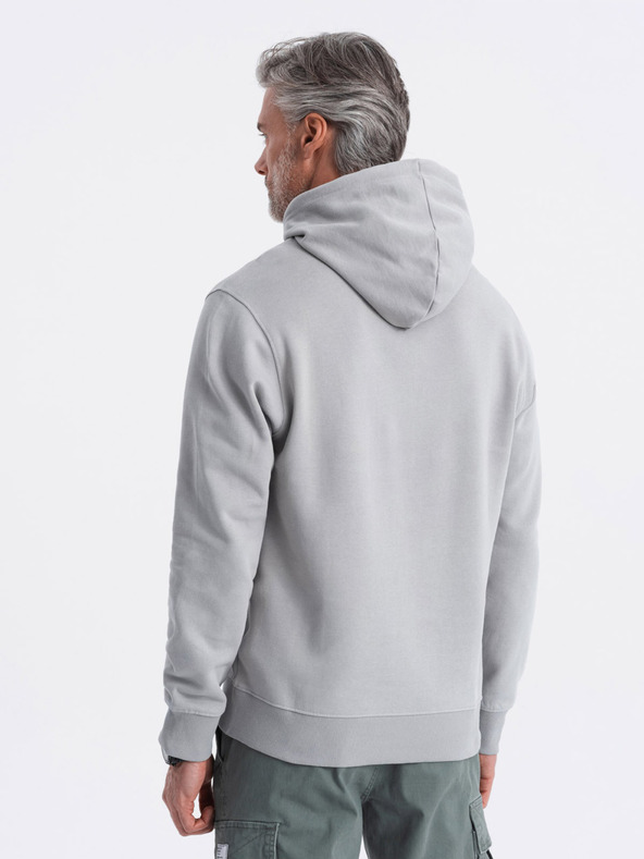 Ombre Clothing Šedá pánska mikina s kapucňou s klokankou a kapucňou Ombre Clothing