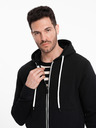 Ombre Clothing Čierna pánska základná mikina na zips s kapucňou Ombre Clothing