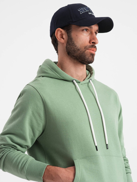 Ombre Clothing Zelená pánska mikina s kapucňou Ombre Clothing