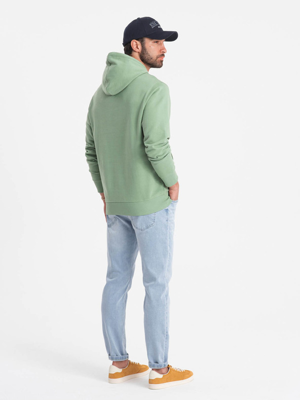 Ombre Clothing Zelená pánska mikina s kapucňou Ombre Clothing