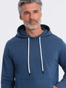 Ombre Clothing Modrá pánska mikina s kapucňou a klokankou Ombre Clothing