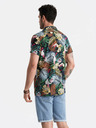 Ombre Clothing Modré pánske vzorované tričko s krátkym rukávom Ombre Oblečenie