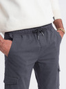Ombre Clothing Šedé pánske cargo jogger nohavice Ombre Oblečenie