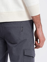 Ombre Clothing Šedé pánske cargo jogger nohavice Ombre Oblečenie