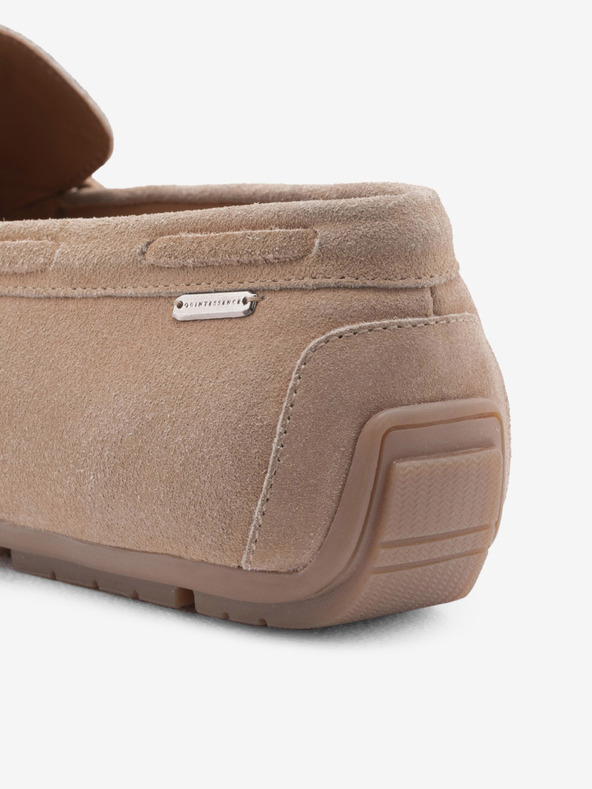 Ombre Clothing Béžové pánske kožené mokasíny s vodičovou podrážkou Ombre Clothing