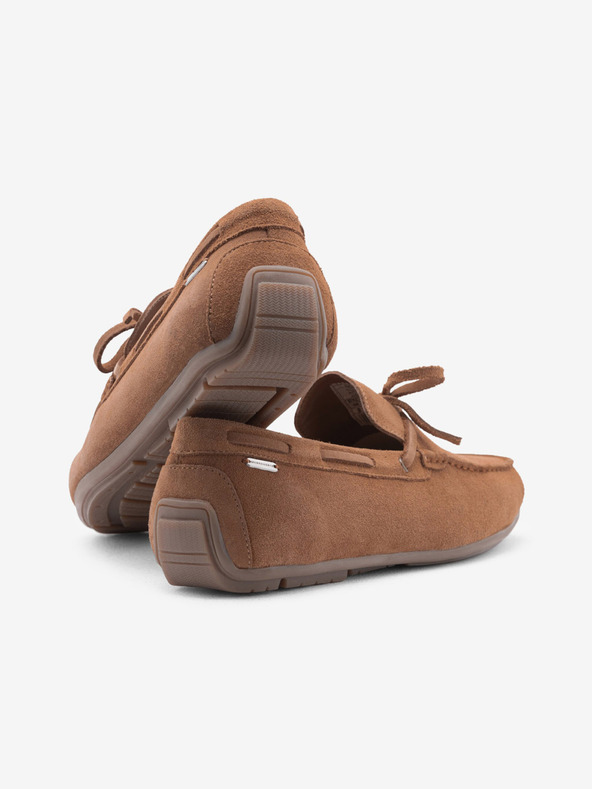 Ombre Clothing Hnedé pánske kožené mokasíny s podrážkou Ombre Oblečenie