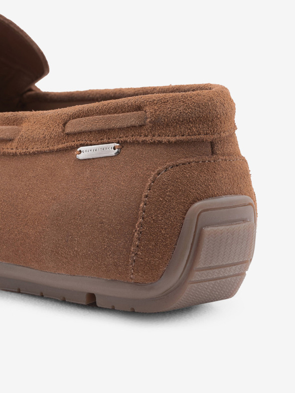 Ombre Clothing Hnedé pánske kožené mokasíny s podrážkou Ombre Oblečenie