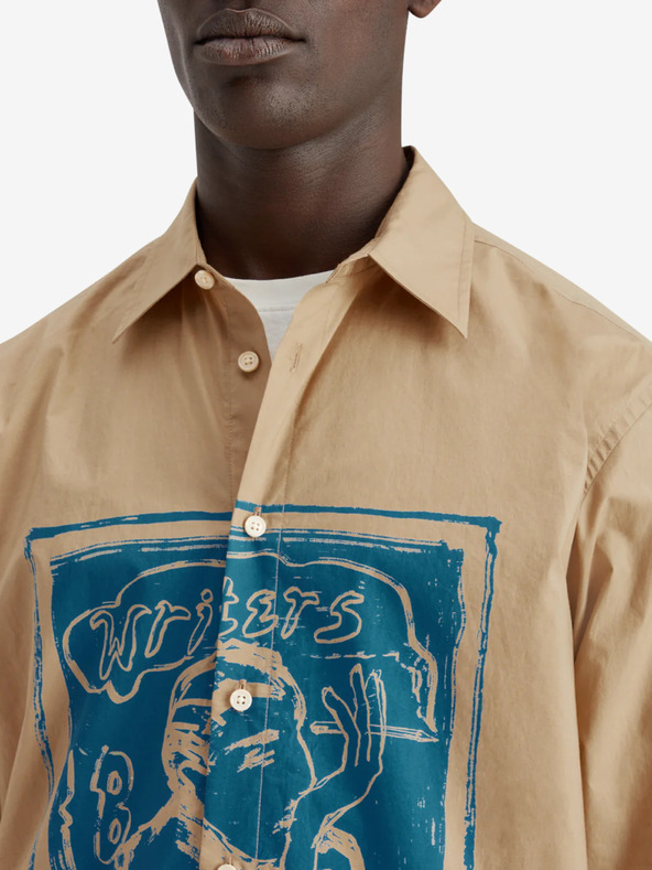 Scotch & Soda Béžová pánska košeľa s potlačou Scotch & Soda