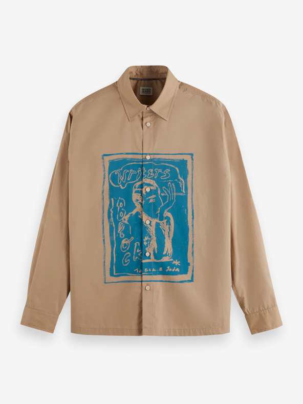 Scotch & Soda Béžová pánska košeľa s potlačou Scotch & Soda
