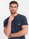 Ombre Clothing Tmavomodré pánske tričko s vreckom Ombre Clothing