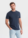 Ombre Clothing Tmavomodré pánske tričko s vreckom Ombre Clothing